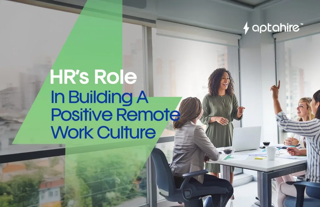 Illustration of HR professionals conducting remote onboarding, virtual events, and AI-powered interviews via Aptahire – representing modern remote work culture.