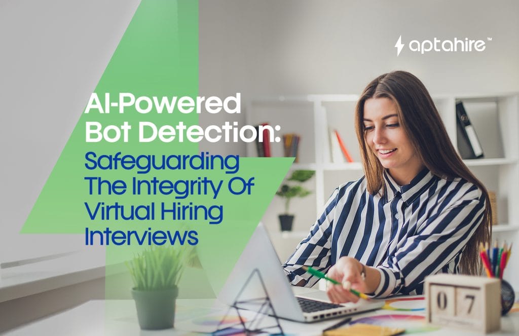 AI detecting a deepfake candidate in a virtual interview setup.