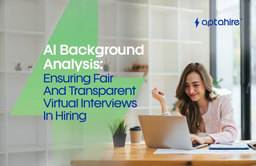 AI system analyzing video interview background for candidate verification and fairness in virtual hiring.