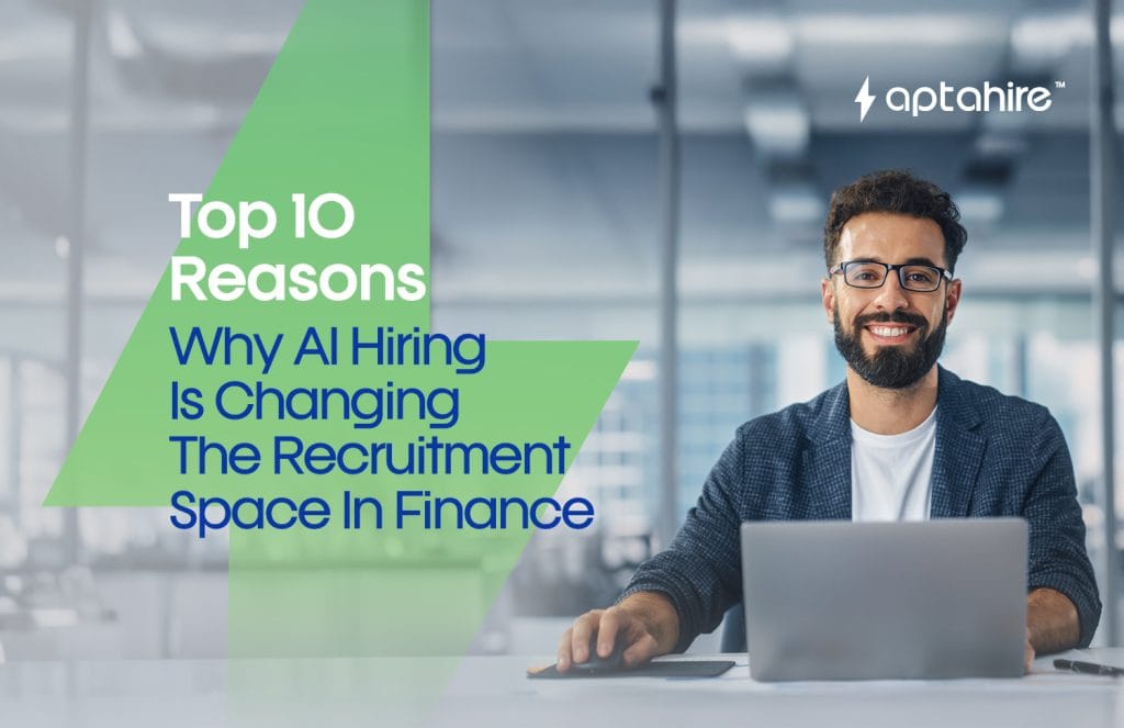 A digital interface displaying AI-based recruitment data, analytics dashboards, and candidate profiles, symbolizing the transformation of hiring in the finance sector.