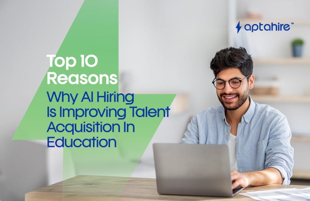 Illustration of AI technology streamlining recruitment in the education sector with teachers and digital tools