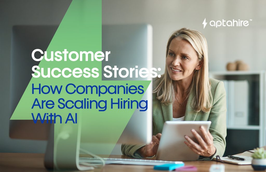 Infographic showing AI-powered hiring success stories across SaaS, healthcare, retail, and manufacturing industries