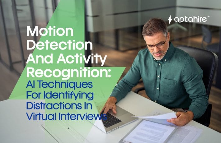 AI system analyzing a candidate’s eye movement and gestures during a virtual job interview