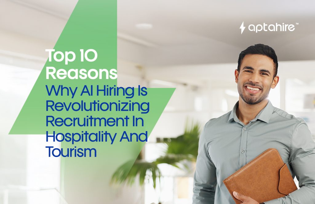 AI recruitment platform analyzing hospitality job applicants with hotel background visuals